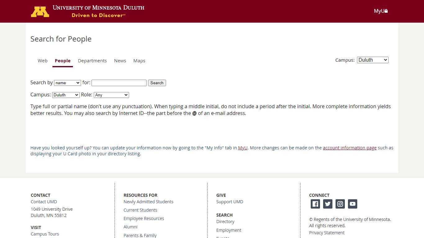 UMD: Search for People